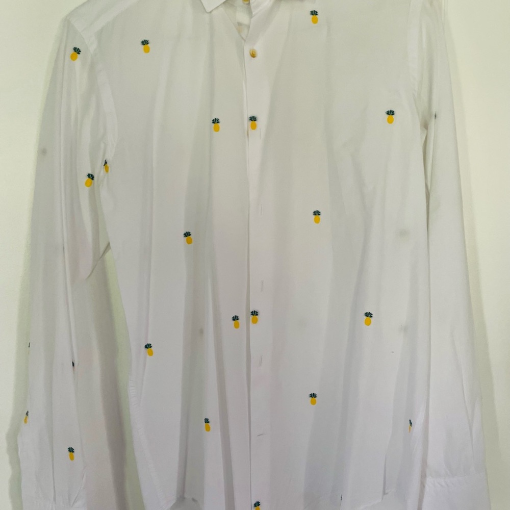 Shirt Massimo Dutti white with pineapples
